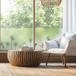 Adh�sif film fen�tre anti regard occultant - pissenlits - stickers autocollant brise - vue pour vitres ...