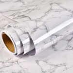 Irisfr - adhsif marbre blanc et gris clair de 40cm3m papier peint effet marbre blanc gris pour cuisine ...