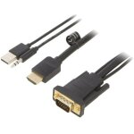 Cable hdmi 1. 4 prise male d - sub 15pin male jack 3. 5mm prise male usb a prise male 2m - noir