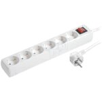 Multiprise blanche avec rallonge 1. 5m - parafoudre - 6 prises 230vac 16a