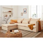 Lisa design - adriann - canap d'angle gauche fixe - 4 places - en tissu dhoussable - beige