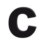 Lettre d�corative plexiglass noir. - c minuscule - 25 cm