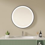 S'afielina - luminaire à éclipse miroir lumineux de salle de bain led rond miroir cadre noir miroir mural ... S'afielina - luminaire à éclipse miroir lumineux de salle de bain led rond miroir cadre noir miroir mural ...