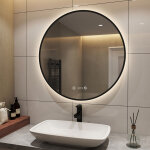 S'afielina miroir lumineux de salle de bain led rond �clair� avec interrupteur � bouton tactile anti ...