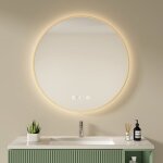 S'afielina - miroir lumineux de salle de bain led rond �clair� avec interrupteur � bouton tactile anti ...