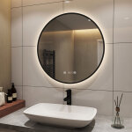 S'afielina miroir lumineux de salle de bain led rond �clair� avec interrupteur � bouton tactile anti ...