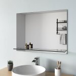 S'afielina ? miroir de salle de bain 80 x 60 cm ? verre cristal durable sans bronze ? �tag�re en verre ...