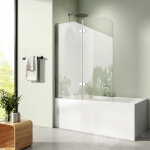 Pare - baignoire rabattable, verre de sécurité esg de 6 mm, paroi de baignoire 2 volet , verre transparent, ... Pare - baignoire rabattable, verre de sécurité esg de 6 mm, paroi de baignoire 2 volet , verre transparent, ...