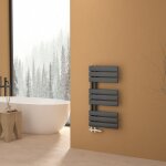 S'afielina - s�che - serviettes eau chaude 342w lateral connection tube plat sans vanne anthracite 762�400mm ...