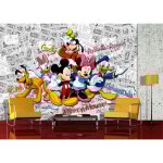 Ag design - papier peint xxl mickey fond mixte bd blanc disney 360x254 cm