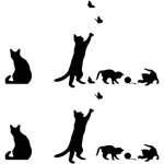Ahlsen - 2 pi�ces noir chat autocollants pour chambre chat stickers muraux chambre chat vinyle papier ...