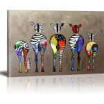Ahlsen - banksy toile tableau zebra herd colourful rears street art graffiti toile art d�cor impression ...