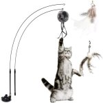 Ahlsen jouet en plumes pour chats, jouet pour chat, canne � p�che r�tractable, interaction chat et chaton ...