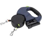 Ahlsen - laisse double pour 2 chiens, 3m bleu laisse r�tractable pour chien laisse chien enrouleur double ...