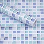 Ahlsen - papier peint carrelage autocollant bleu 61x300 cm style mosaque sticker mural film dcoratif ...