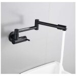 Ahlsen ? robinet mural de cuisine noir en laiton ? mitigeur t�lescopique rabattable ? valve en c�ramique ...
