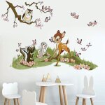 Ahlsen - stickers muraux animaux foret autocollant mural bambi jungle amovible deco stickers chambre ...