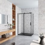 Aica cabine de douche coulissante 100x90x200cm porte de douche + paroi lat�rale hauteur 200cm en 8mm ...