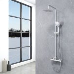 Aica sanitaire - aica colonne de douche thermostatique, kit carr chrom, douchette de tte 200mm, douchette ...