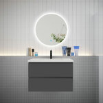 Aica sanitaire - aica ensemble meuble vasque l. 79cm 2 tiroirs + lavabo + led miroir rond 70cm anthracite ... Aica sanitaire - aica ensemble meuble vasque l. 79cm 2 tiroirs + lavabo + led miroir rond 70cm anthracite ...