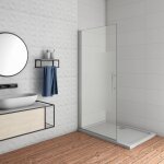 Aica sanitaire - aica paroi de douche pivotante 65x185cm en 6mm verre sabl� au centre et anticalcaire ...