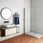 Aica sanitaire - aica paroi de douche pivotante 75x187cm en 6mm verre anticalcaire