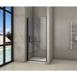 Aica porte de douche 80x200cm porte de douche pivotante noir en 8mm verre anticalcaire