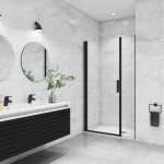 Aica porte de douche pivotante 110x200cm avec un élément fixe porte de douche noire hauteur 200cm en ... Aica porte de douche pivotante 110x200cm avec un élément fixe porte de douche noire hauteur 200cm en ...