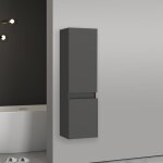 Aica sanitaire - 30(l)x30(p)x110(h)cm meuble salle de bain anthracite meuble colonne salle de bain � ...