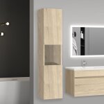 Aica sanitaire - 30(l)x30(p)x131. 5(h)cm meuble salle de bain nuturel meuble colonne salle de bain � ...
