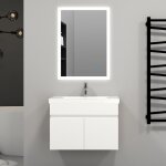 59(l)x38, 5(w)x40(h)cm meuble salle de bain blanc 2 portes avec une vasque � suspendre pour un gain d'espace ...