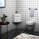 Aica sanitaire - meuble salle de bain d'angle 39. 5x39. 5x42cm 1 porte meuble suspendu avec la vasque ...