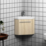Aica sanitaire - meuble salle de bain d'angle 39. 5x39. 5x42cm 1 porte meuble suspendu avec la vasque ...