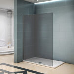 Aica sanitaire - paroi de douche 140x200cm en 8mm verre fum� et anticalcaire avec une barre de fixation ...