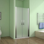 Aica porte de douche 110x185cm verre satin� et anticalcaire porte battante en niche