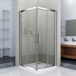 Aica sanitaire - porte de douche 120x76x187cm aica porte coulissante cabine de douche acc�s d'angle verre ...
