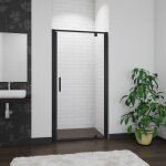 Aica sanitaire ? porte de douche pivotante noire 90x185cm ? verre tremp� 6mm ? installation en niche ...