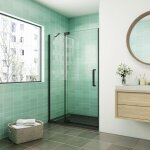 Aica porte de douche pivotante 80x195cm profil� noir 8mm verre anticalcaire installation en niche