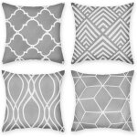 Aiducho ? lot de 4 housses de coussin 45 x 45 cm ? coton gris d�coratif ? zip invisible pour bureau, ...