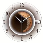 30 cm pendule murale, coffee clock wall clock wall sticker, bois silencieuse originale pendule murale ...