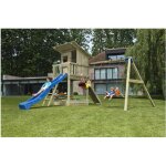 Eden partenaire jardin - aire de jeux beach hut, en bois avec hauteur de plateforme 120cm, 2 balancoires ...
