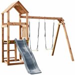 Soulet - aire de jeux en bois trait avec balanoire et toboggan nouma