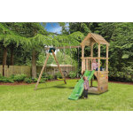 Eden partenaire jardin - aire de jeu en bois avec module pour 2 balan�oires - toboggan de 1m75 - bac ...