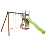 Aire de jeux soulet happy swing & climbing 150 avec portique, mur d'escalade pour enfants 3 � 12 ans