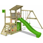 Aire de jeux fatmoose fruityforest - vert pomme - avec balan�oire - toboggan - maison enfant ext�rieur ...