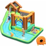 Costway aire de jeux gonflable enfant avec souffleur 610w pataugeoire mur d'escalade canon � eau trampoline ...