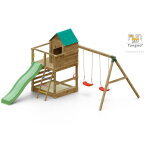 Aire de jeux jarcas avec large plateforme, cabane, échelle, bac à sable, toboggan vert & accessoires ... Aire de jeux jarcas avec large plateforme, cabane, échelle, bac à sable, toboggan vert & accessoires ...