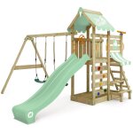 Wickey - aire de jeux portique bois vanillaflyer avec balanoire et toboggan maison enfant exterieur ...