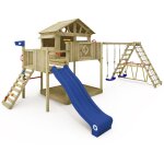 Aire de jeux smart fjord avec balanoire & toboggan, maison sur pilotis avec bac  sable, chelle d'escalade ...