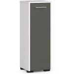 Akord - colonne salle de bains fin blanche 30 cm 1 porte faade gris graphite 2 tagres 30x30x85 cm